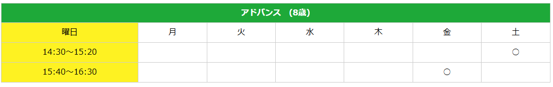 那覇校　2025年度時間割Kicks