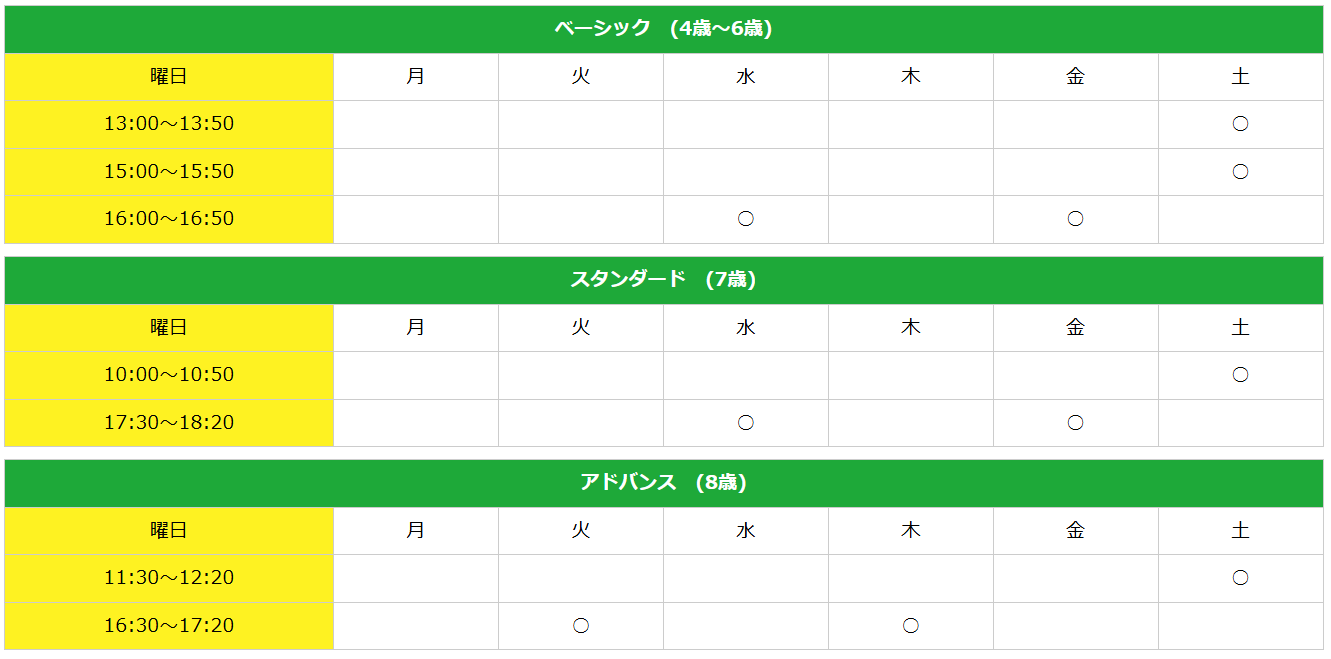 熊本校　2025年度時間割 Kicks
