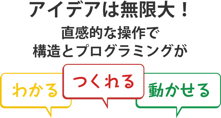 アイデアは無限大！直感的な操作で構造とプログラミングがわかる、つくれる、動かせる